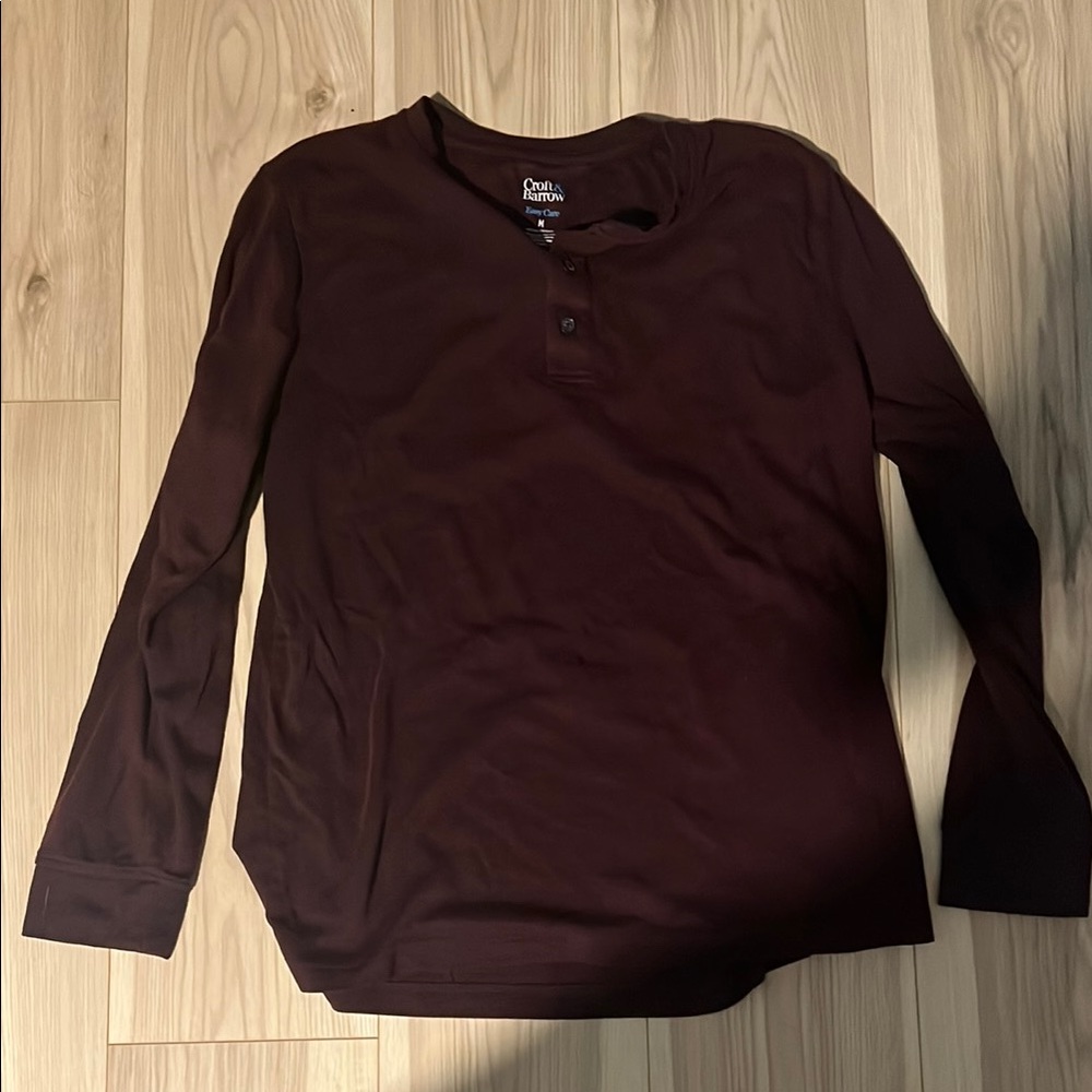 Craft & Borrow Burgundy Long Sleeve Henley Shirt